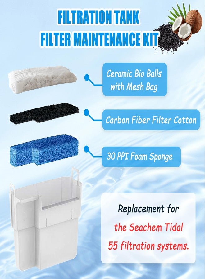 SHIGATSU 4 Set Three-Stage Filters Replacement Media Kit for Seachem Tidal 55 Filter, Replacement Aquarium Filter Sponge and Activated Carbon Pad for Fish Tank Filter - Image 2